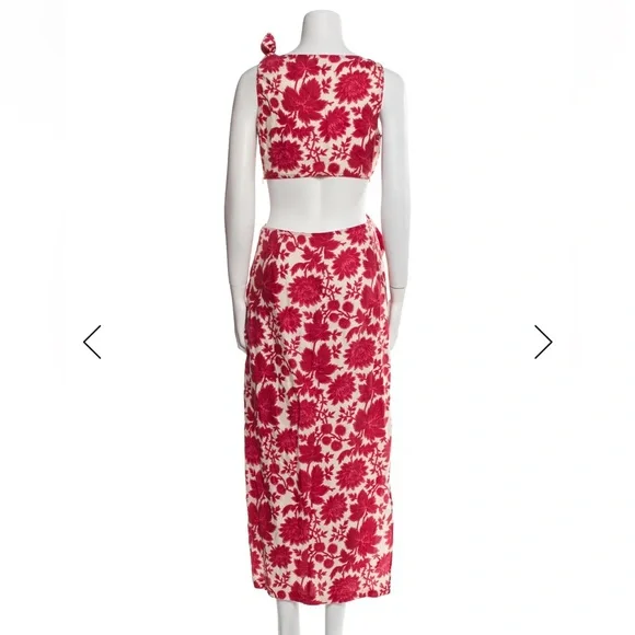 SIR the label Red and White Asymmetrical Floral Dress - Picture 2 of 4